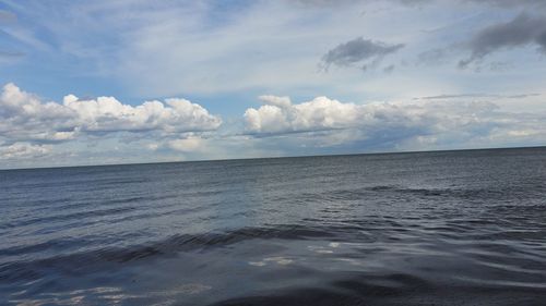 Scenic view of sea against cloudy sky