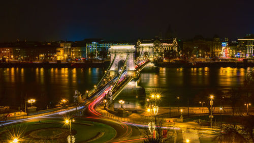 Illuminated city at night