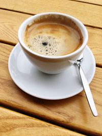 High angle view of coffee on table