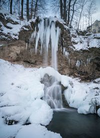 Scenic view of frozen lake during winter