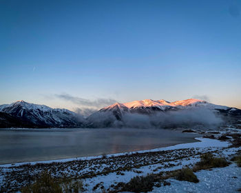 Misty morning over twin lakes