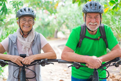 Portrait of man riding bicycles