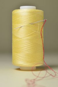 Close-up of yellow stack on table