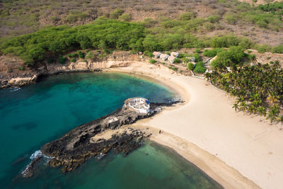 Aerial view of sea and land