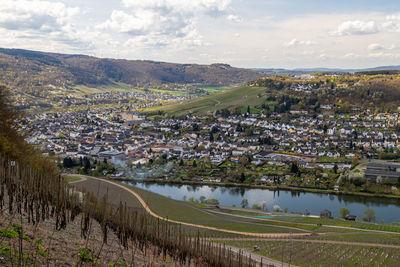 Panoramic view on the valley of the river moselle and the city bernkastel-kues