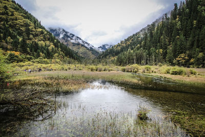 Scenic view of lake against sky