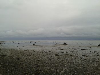 Scenic view of sea against cloudy sky