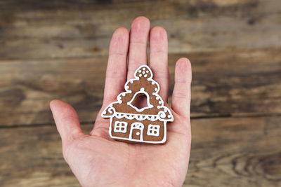 Christmas gingerbread cookies on a wooden background