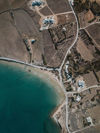 High angle view of road passing through land