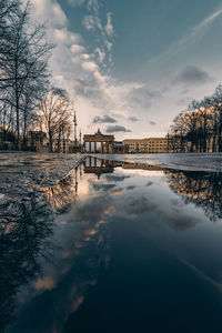 Scenic view of waterreflections at the brandenburg gate
