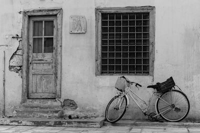 Bicycle against building