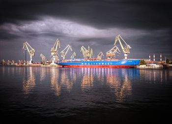 Ship moored at harbor