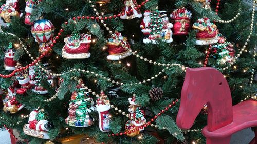 Close-up of christmas decoration hanging on tree