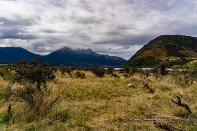 Scenic view of mountains against sky