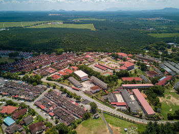 High angle view of townscape against buildings