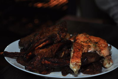 Close-up of meat in plate