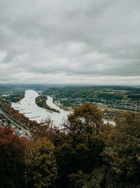 High angle view of cityscape against sky