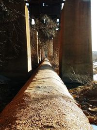 View of bridge through railroad track