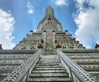 Low angle view of temple building against sky