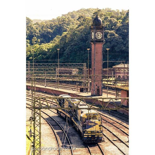 transfer print, architecture, built structure, auto post production filter, railing, transportation, metal, building exterior, steps, railroad track, travel, day, travel destinations, sky, staircase, connection, outdoors, incidental people, bridge - man made structure, tree