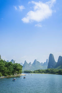 Scenic view of bay against sky