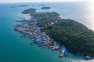 High angle view of people on beach