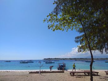 Scenic view of beach against clear sky