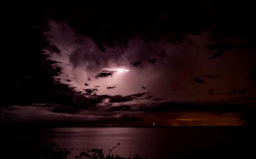 Scenic view of sea against sky at night