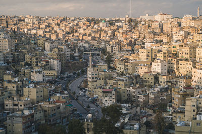 High angle view of downtown amman from the citadel