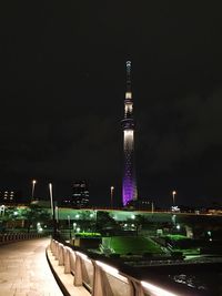 Illuminated tower at night