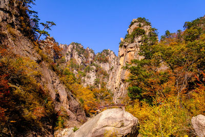 Scenic view of rocky mountains against clear sky