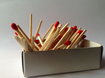 Close-up of objects on white background