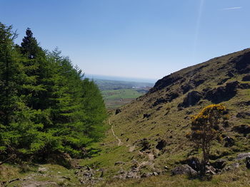 Scenic view of mountains against clear sky