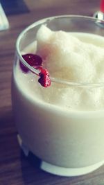 Close-up of dessert on table