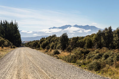 Road amidst trees against sky