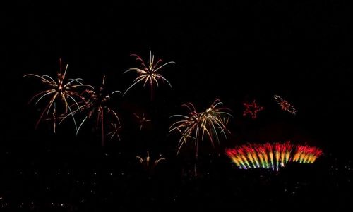 Firework display at night