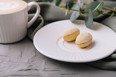 High angle view of breakfast on table