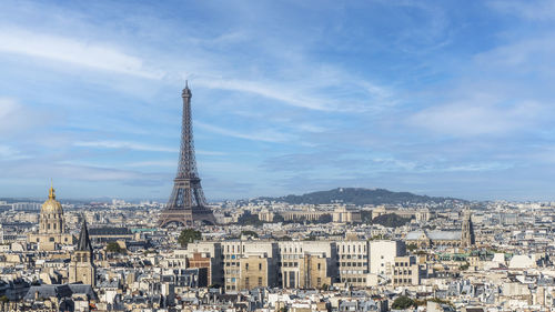 Panoramic aerial view of paris from the tower of the cathedral of notre dame with the eiffel tower 