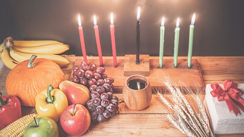 Close-up of fruits on table