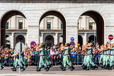 Group of people in front of building