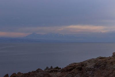 Scenic view of sea against sky during sunset