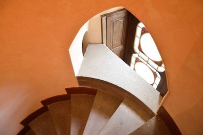 High angle view of staircase in building