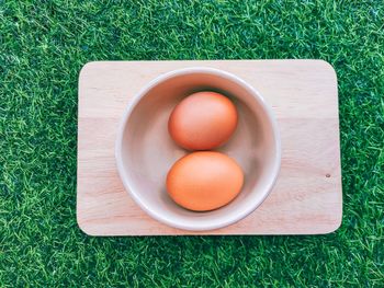 High angle view of breakfast on table