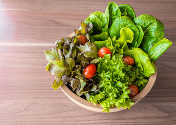 High angle view of vegetables on table