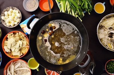 Directly above shot of food on table