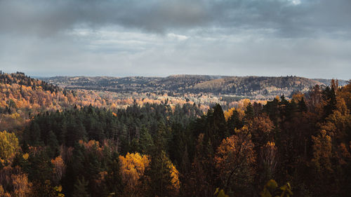 Panoramic view of landscape against sky during autumn