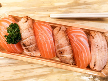 High angle view of vegetables on table