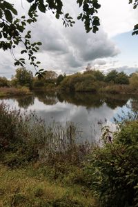 Scenic view of lake against sky