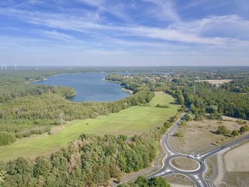 High angle view of landscape against sky