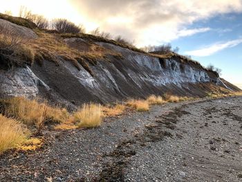 Scenic view of land against sky during winter